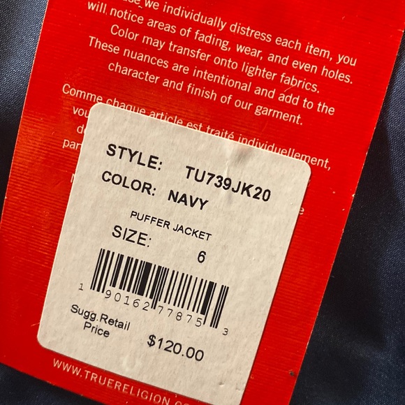 NWT True Religion Puffer $120 Jacket - Picture 7 of 15